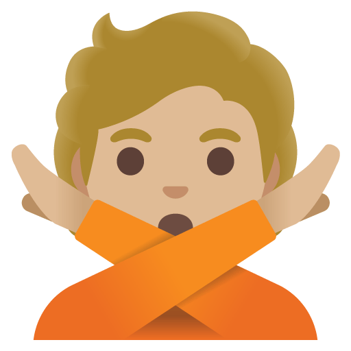 Google design of the person gesturing NO: medium-light skin tone emoji verson:Noto Color Emoji 15.0