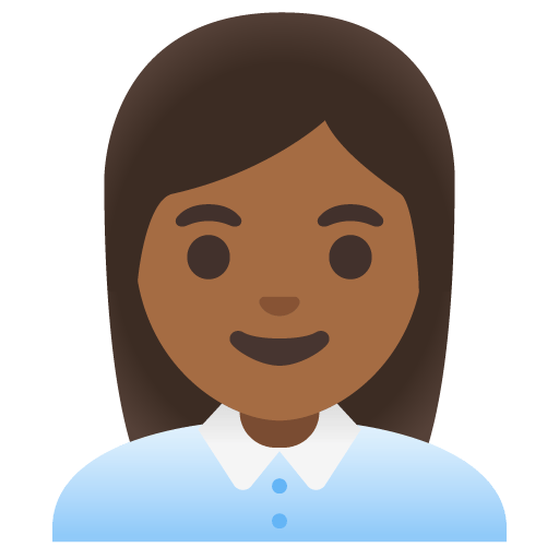 Google design of the woman office worker: medium-dark skin tone emoji verson:Noto Color Emoji 15.0