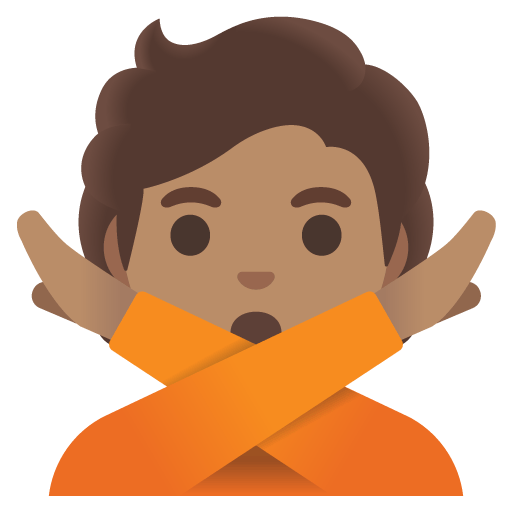 Google design of the person gesturing NO: medium skin tone emoji verson:Noto Color Emoji 15.0