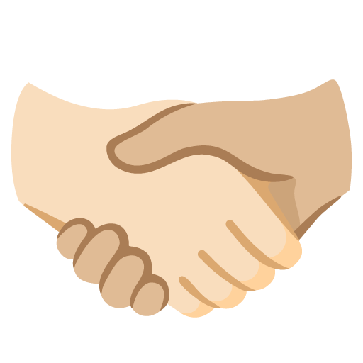 Google design of the handshake: light skin tone medium-light skin tone emoji verson:Noto Color Emoji 15.0