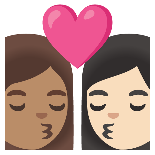 Google design of the kiss: woman woman medium skin tone light skin tone emoji verson:Noto Color Emoji 15.0