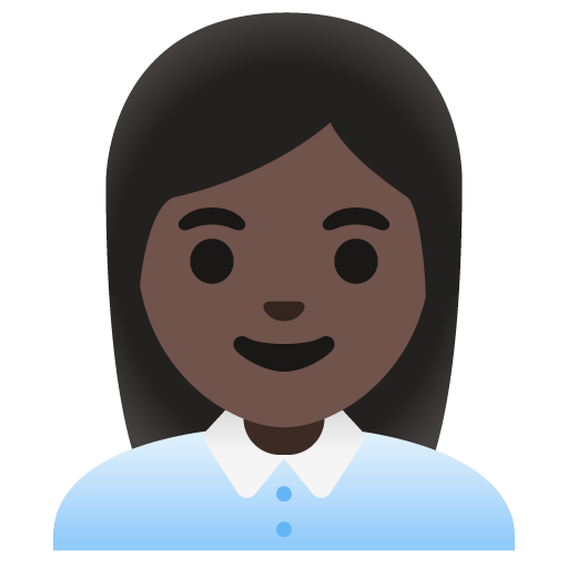 Google design of the woman office worker: dark skin tone emoji verson:Noto Color Emoji 15.0