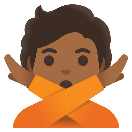 Google design of the person gesturing NO: medium-dark skin tone emoji verson:Noto Color Emoji 15.0
