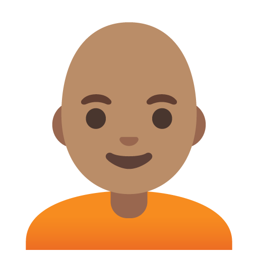 Google design of the person: medium skin tone bald emoji verson:Noto Color Emoji 15.0