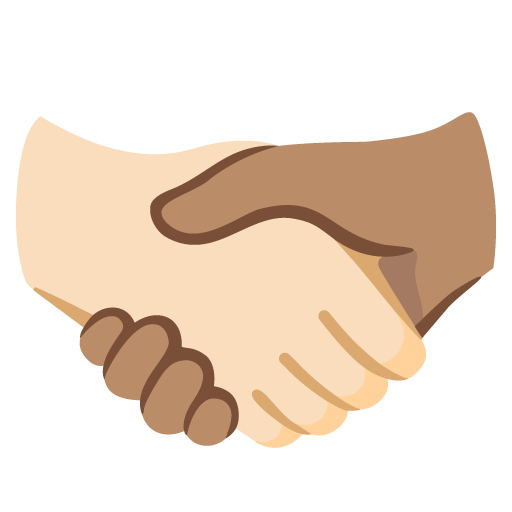 Google design of the handshake: light skin tone medium skin tone emoji verson:Noto Color Emoji 15.0