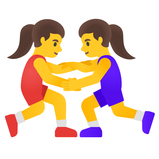 Google design of the women wrestling emoji verson:Noto Color Emoji 15.0