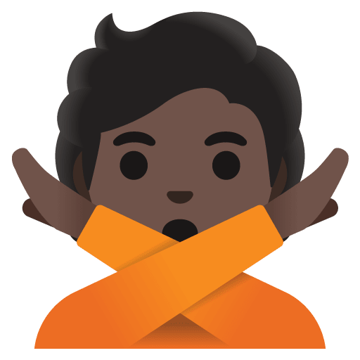 Google design of the person gesturing NO: dark skin tone emoji verson:Noto Color Emoji 15.0
