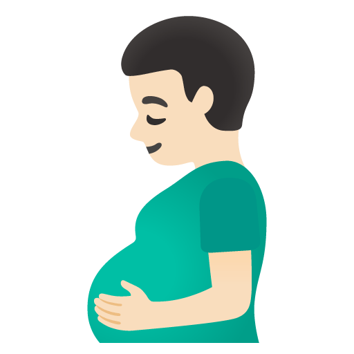 Google design of the pregnant man: light skin tone emoji verson:Noto Color Emoji 15.0
