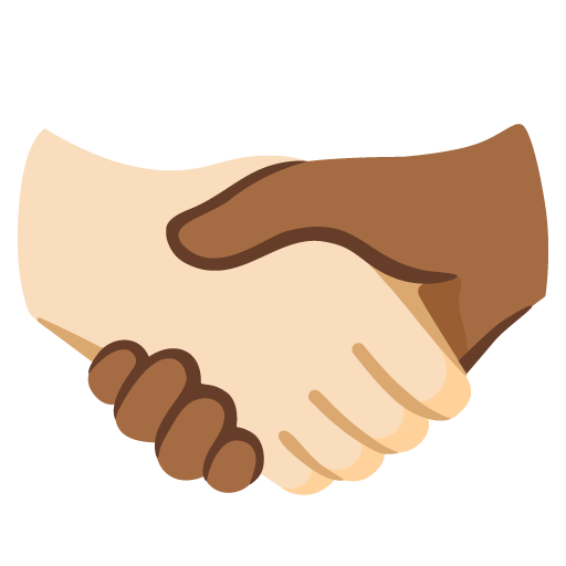 Google design of the handshake: light skin tone medium-dark skin tone emoji verson:Noto Color Emoji 15.0