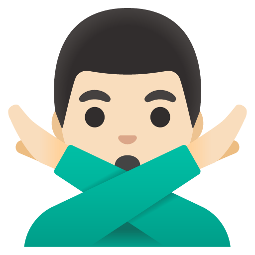 Google design of the man gesturing NO: light skin tone emoji verson:Noto Color Emoji 15.0
