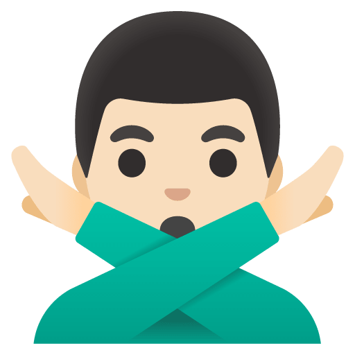 Google design of the man gesturing NO: light skin tone emoji verson:Noto Color Emoji 15.0