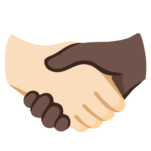 Google Google design of the handshake: light skin tone dark skin tone emoji verson:Noto Color Emoji 15.0