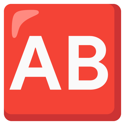 Google design of the AB button (blood type) emoji verson:Noto Color Emoji 15.0