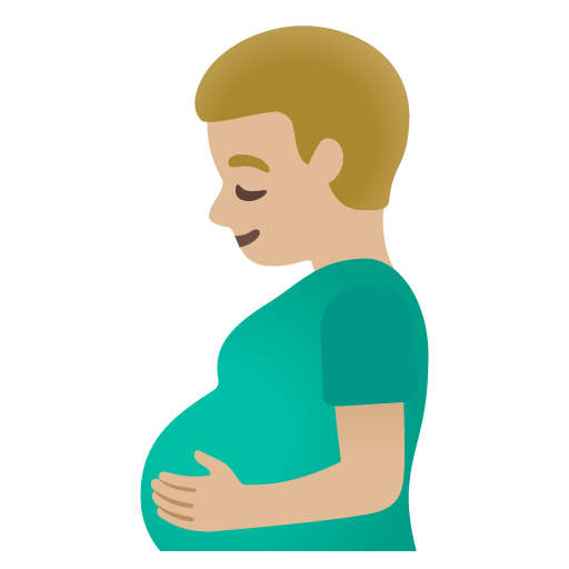 Google design of the pregnant man: medium-light skin tone emoji verson:Noto Color Emoji 15.0