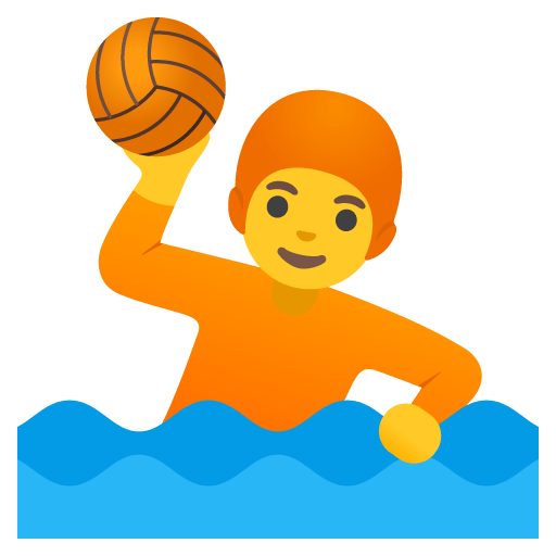 Google design of the person playing water polo emoji verson:Noto Color Emoji 15.0