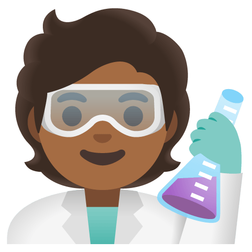 Google design of the scientist: medium-dark skin tone emoji verson:Noto Color Emoji 15.0