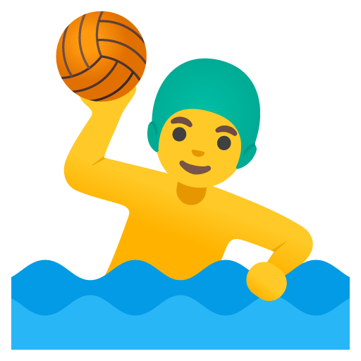 Google design of the man playing water polo emoji verson:Noto Color Emoji 15.0