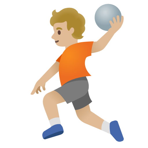 Google design of the person playing handball: medium-light skin tone emoji verson:Noto Color Emoji 15.0