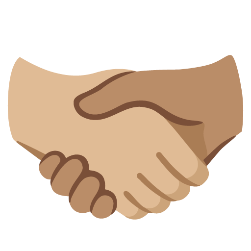 Google design of the handshake: medium-light skin tone medium skin tone emoji verson:Noto Color Emoji 15.0