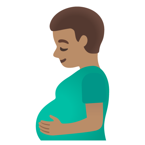 Google design of the pregnant man: medium skin tone emoji verson:Noto Color Emoji 15.0