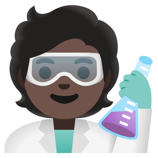 Google design of the scientist: dark skin tone emoji verson:Noto Color Emoji 15.0