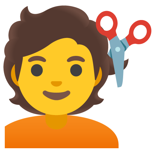 Google design of the person getting haircut emoji verson:Noto Color Emoji 15.0