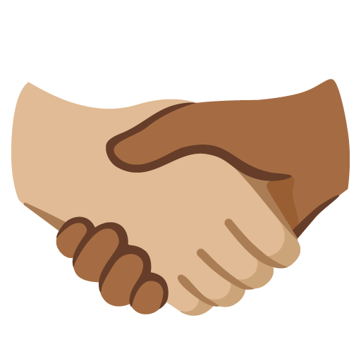 Google design of the handshake: medium-light skin tone medium-dark skin tone emoji verson:Noto Color Emoji 15.0
