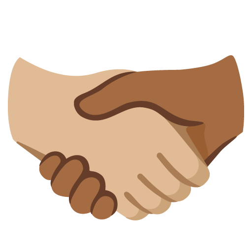 Google Google design of the handshake: medium-light skin tone medium-dark skin tone emoji verson:Noto Color Emoji 15.0