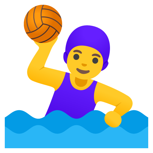 Google design of the woman playing water polo emoji verson:Noto Color Emoji 15.0