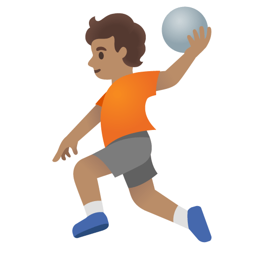 Google design of the person playing handball: medium skin tone emoji verson:Noto Color Emoji 15.0