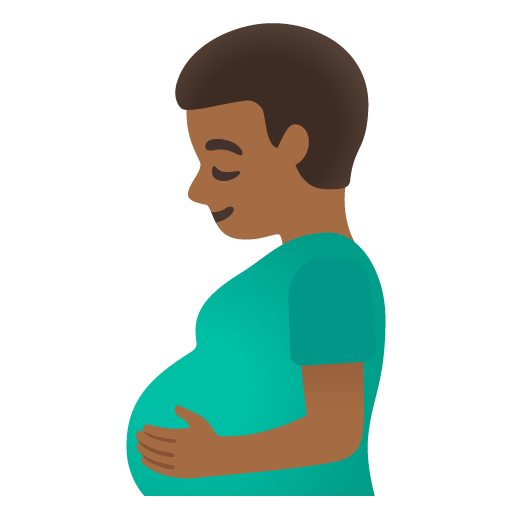 Google design of the pregnant man: medium-dark skin tone emoji verson:Noto Color Emoji 15.0