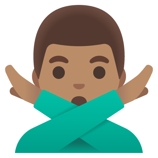 Google design of the man gesturing NO: medium skin tone emoji verson:Noto Color Emoji 15.0