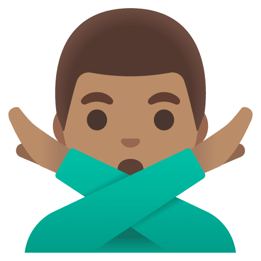 Google design of the man gesturing NO: medium skin tone emoji verson:Noto Color Emoji 15.0