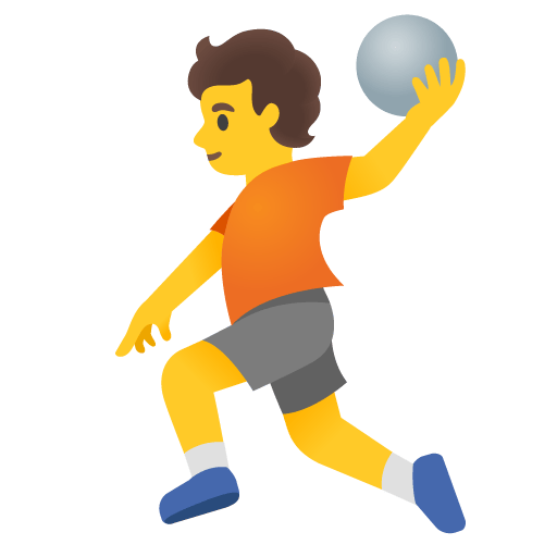 Google design of the person playing handball emoji verson:Noto Color Emoji 15.0