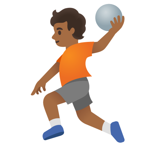 Google Google design of the person playing handball: medium-dark skin tone emoji verson:Noto Color Emoji 15.0