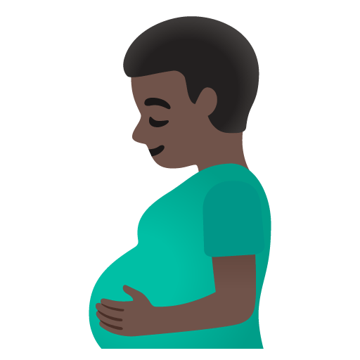 Google design of the pregnant man: dark skin tone emoji verson:Noto Color Emoji 15.0