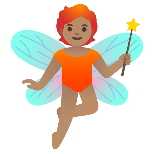 Google design of the fairy: medium skin tone emoji verson:Noto Color Emoji 15.0