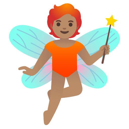 Google design of the fairy: medium skin tone emoji verson:Noto Color Emoji 15.0