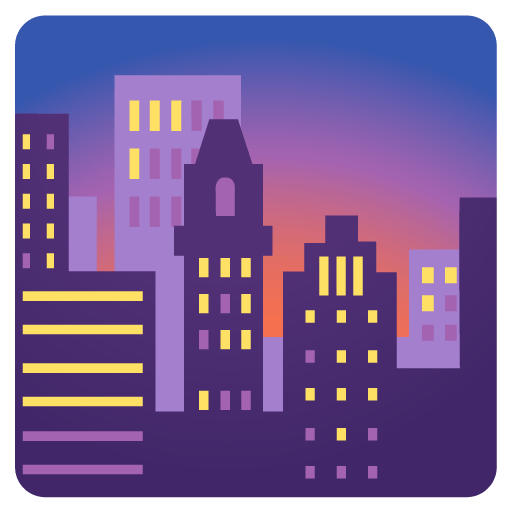 Google design of the cityscape at dusk emoji verson:Noto Color Emoji 15.0