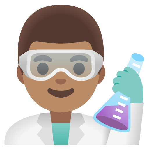 Google design of the man scientist: medium skin tone emoji verson:Noto Color Emoji 15.0