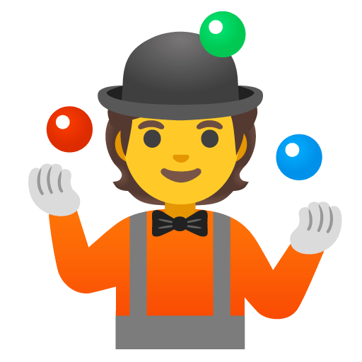 Google design of the person juggling emoji verson:Noto Color Emoji 15.0