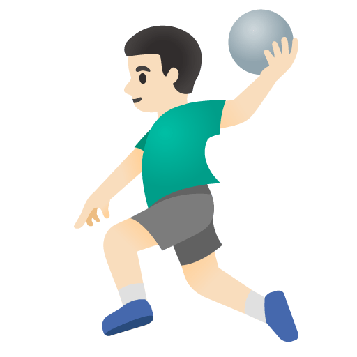 Google design of the man playing handball: light skin tone emoji verson:Noto Color Emoji 15.0