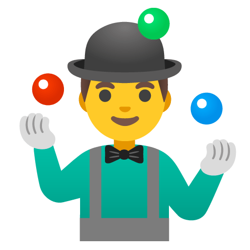 Google design of the man juggling emoji verson:Noto Color Emoji 15.0