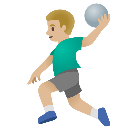 Google design of the man playing handball: medium-light skin tone emoji verson:Noto Color Emoji 15.0