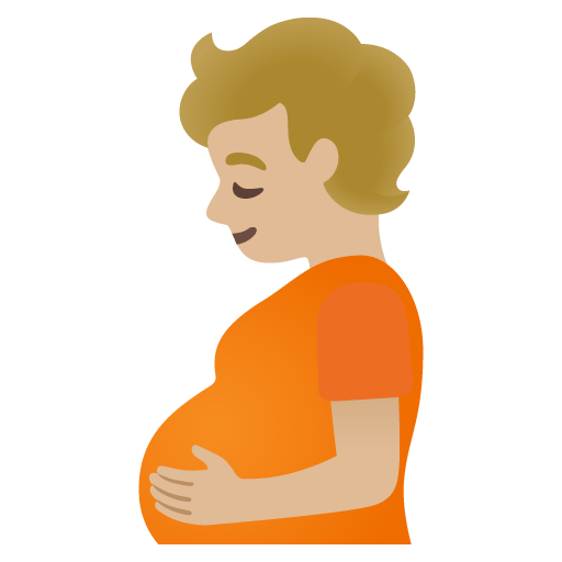 Google design of the pregnant person: medium-light skin tone emoji verson:Noto Color Emoji 15.0