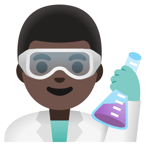 Google design of the man scientist: dark skin tone emoji verson:Noto Color Emoji 15.0