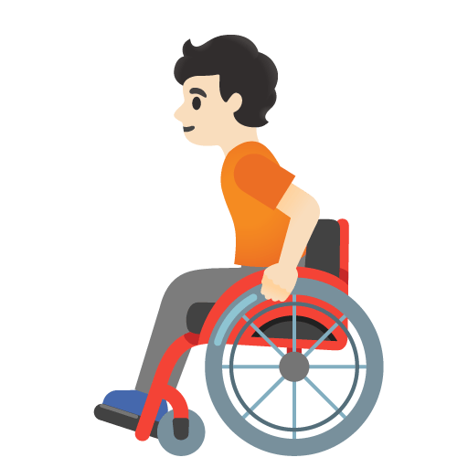 Google design of the person in manual wheelchair: light skin tone emoji verson:Noto Color Emoji 15.0