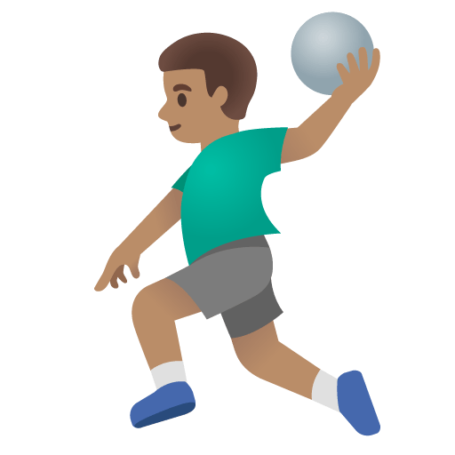 Google design of the man playing handball: medium skin tone emoji verson:Noto Color Emoji 15.0