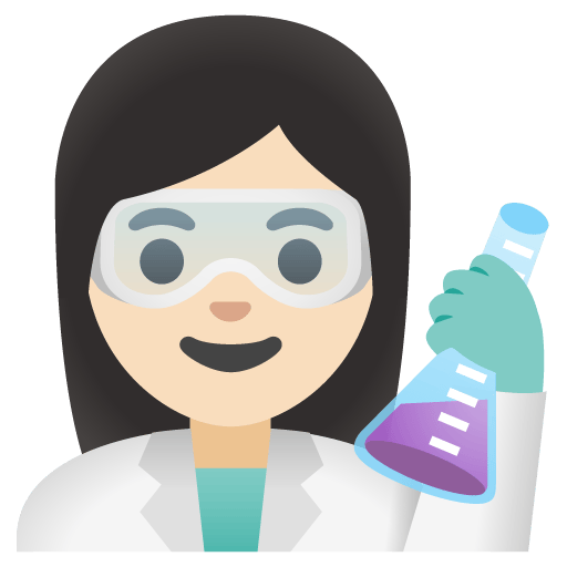 Google design of the woman scientist: light skin tone emoji verson:Noto Color Emoji 15.0
