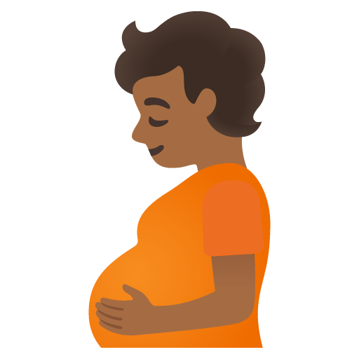 Google design of the pregnant person: medium-dark skin tone emoji verson:Noto Color Emoji 15.0